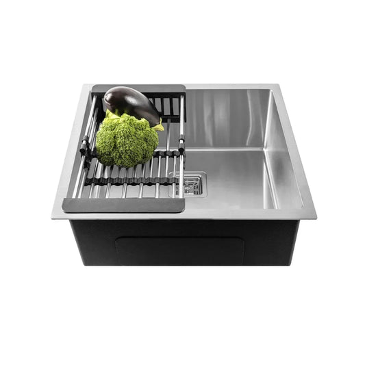 Premium Handmade  (18 x 18 x 9) Inch Stainless Steel Single Bowl Silver  Kitchen Sink